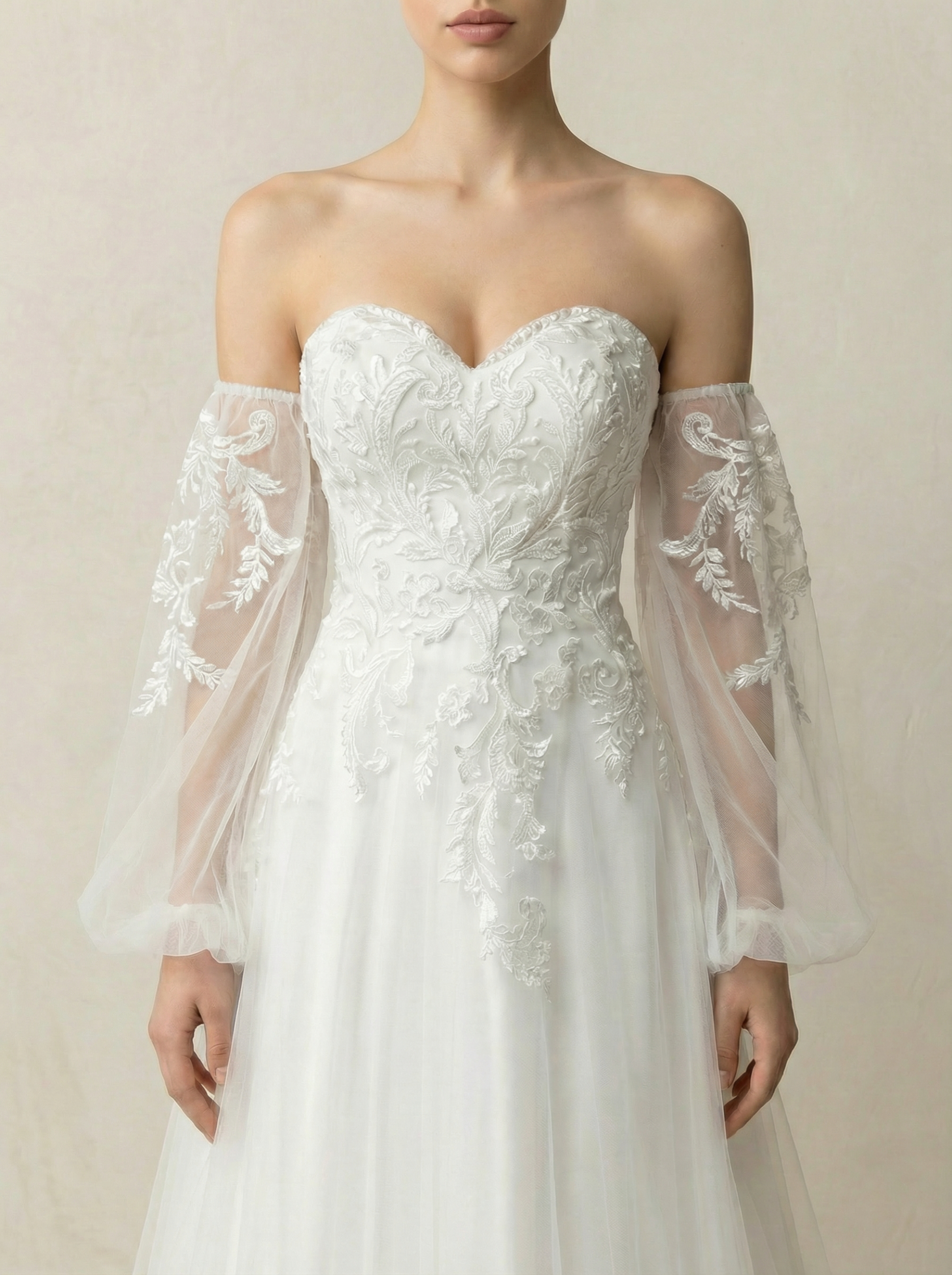 Luxury Full-Lace Embroidered Slim Fit Bridal Gown
