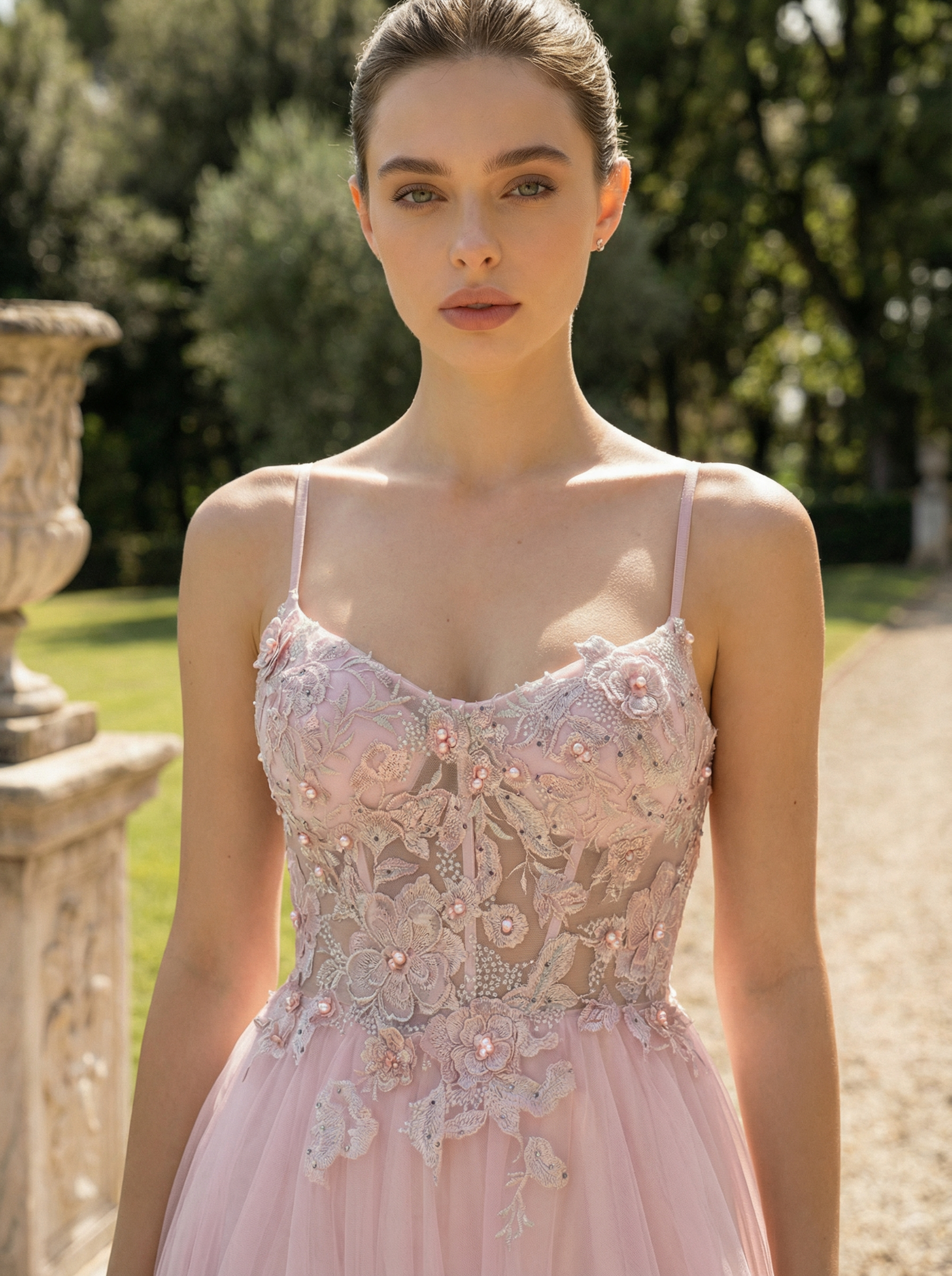 Modecrush Pink Spaghetti Strap Prom Dresses V-neck Long Evening Party Gowns