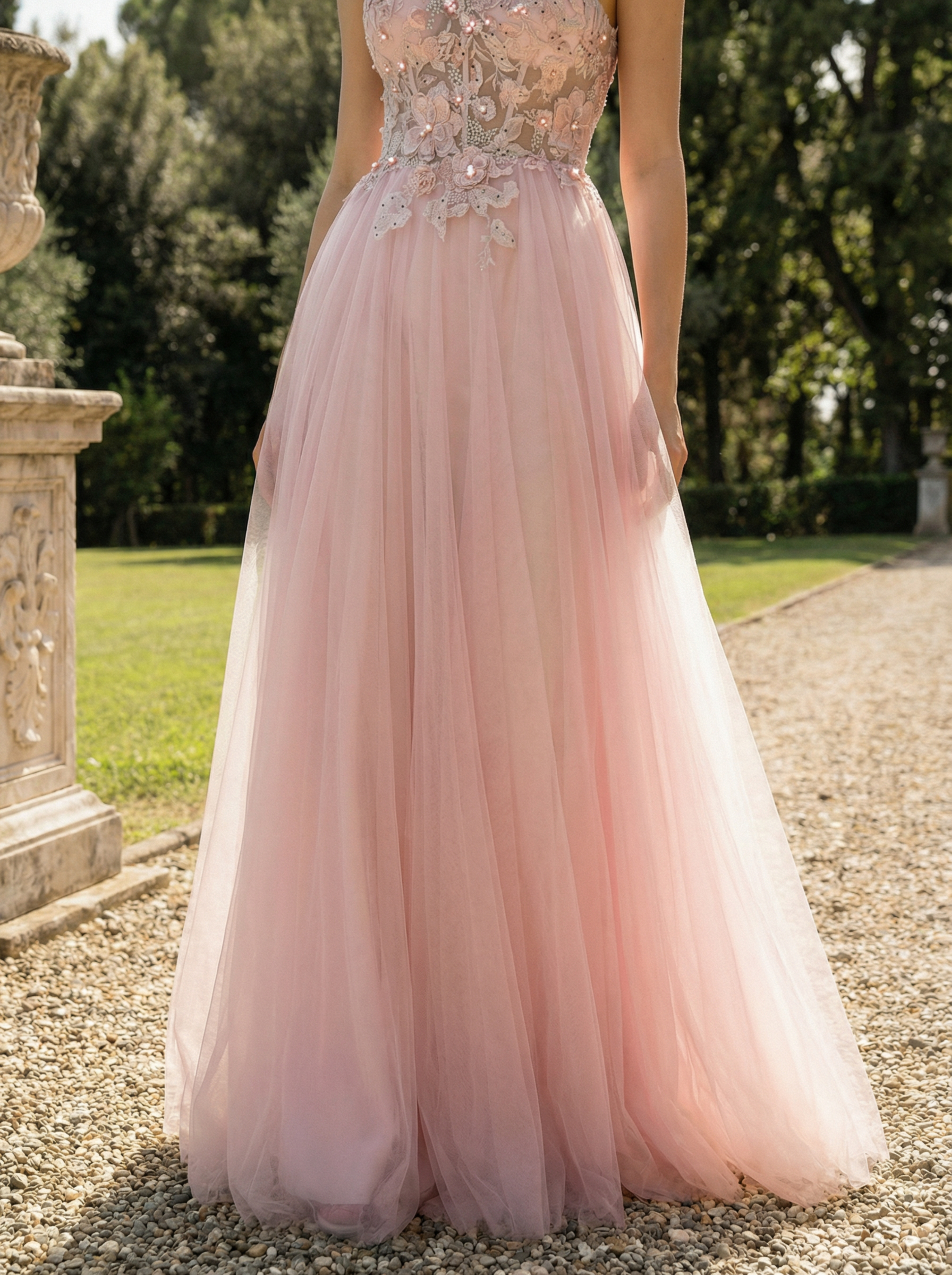 Modecrush Pink Spaghetti Strap Prom Dresses V-neck Long Evening Party Gowns