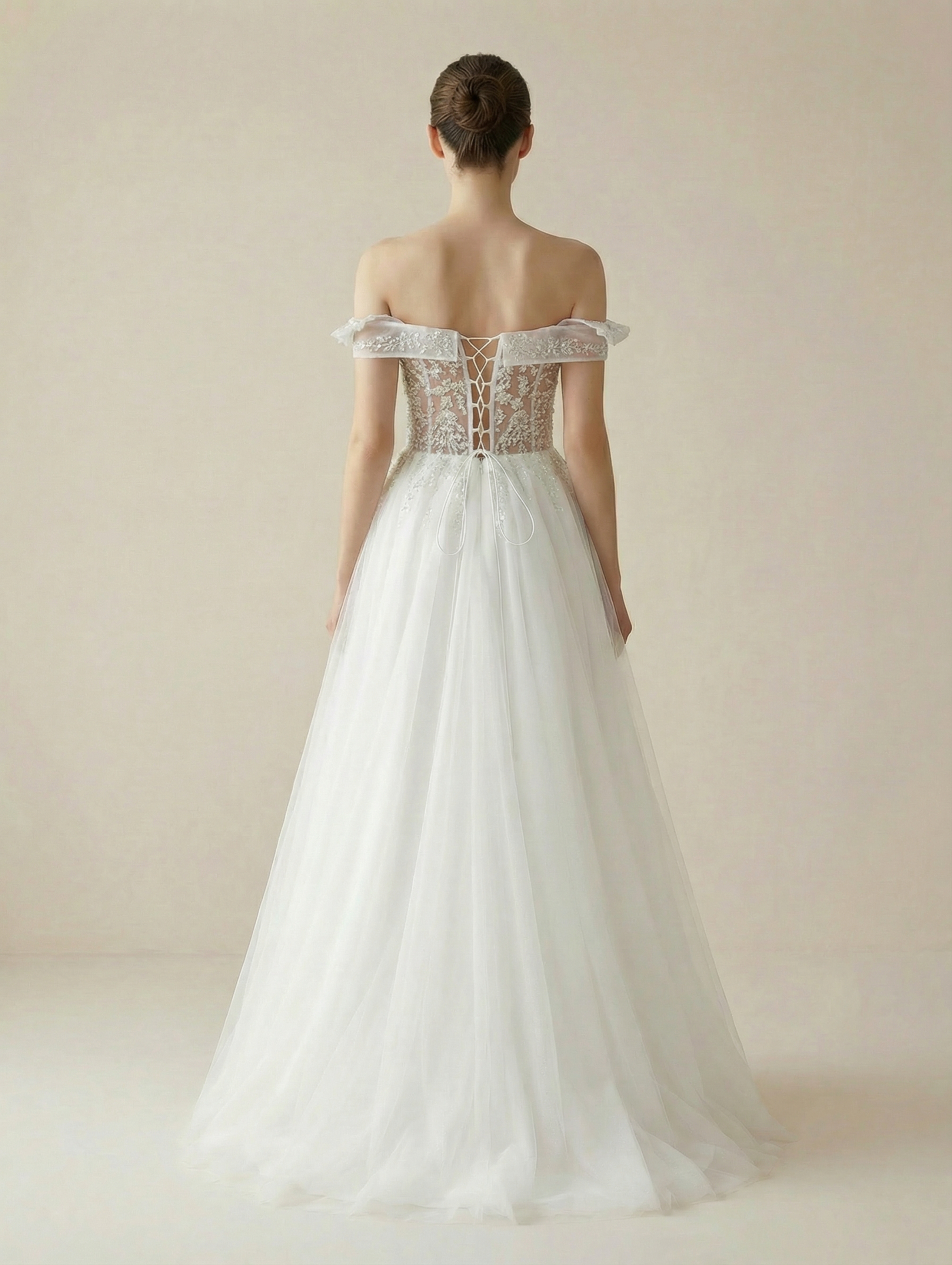 Romantic Off-Shoulder A-Line Wedding Dress with Ruffles