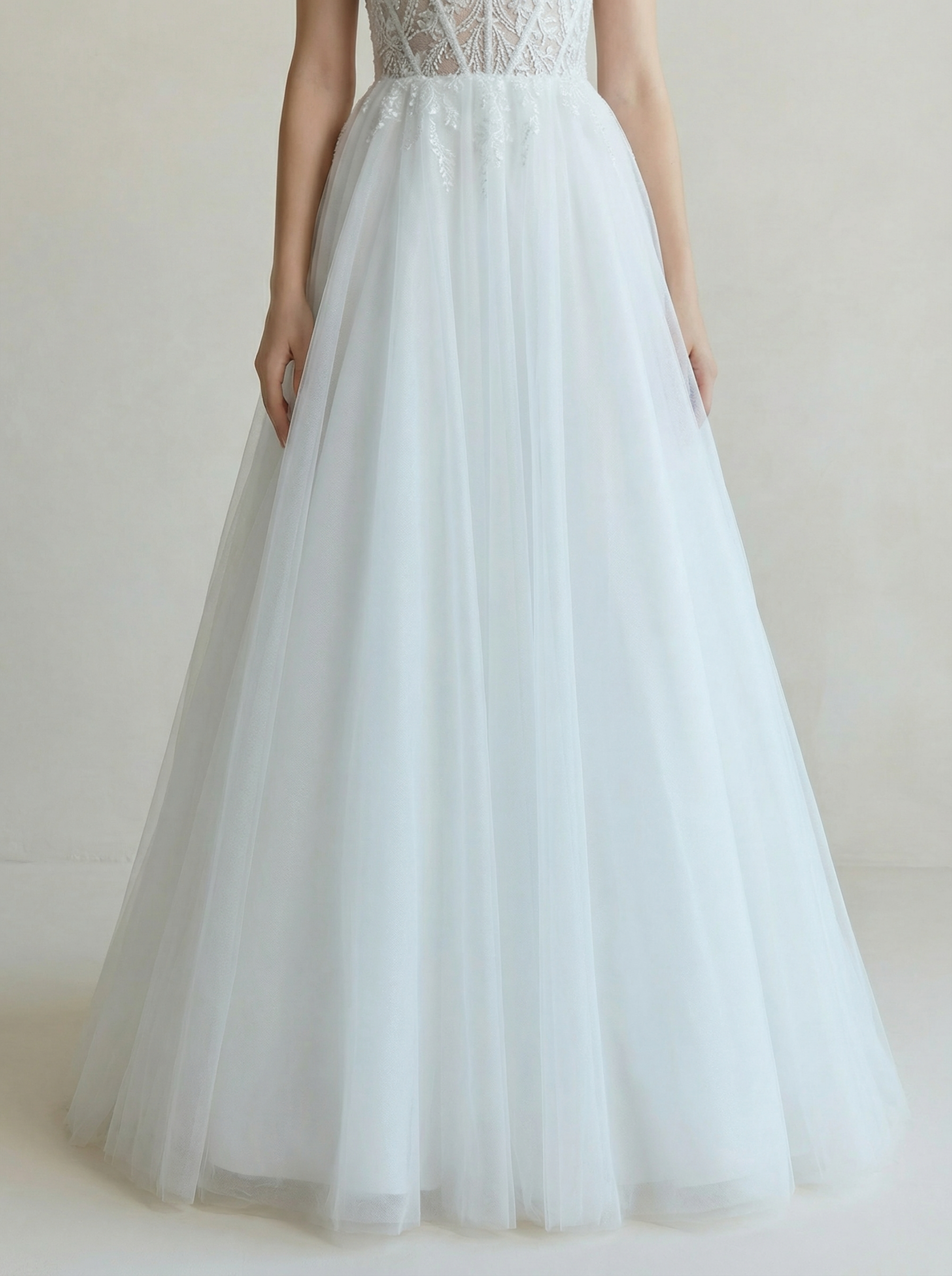 Romantic V-Neck Lace Embroidery A-Line Wedding Dress