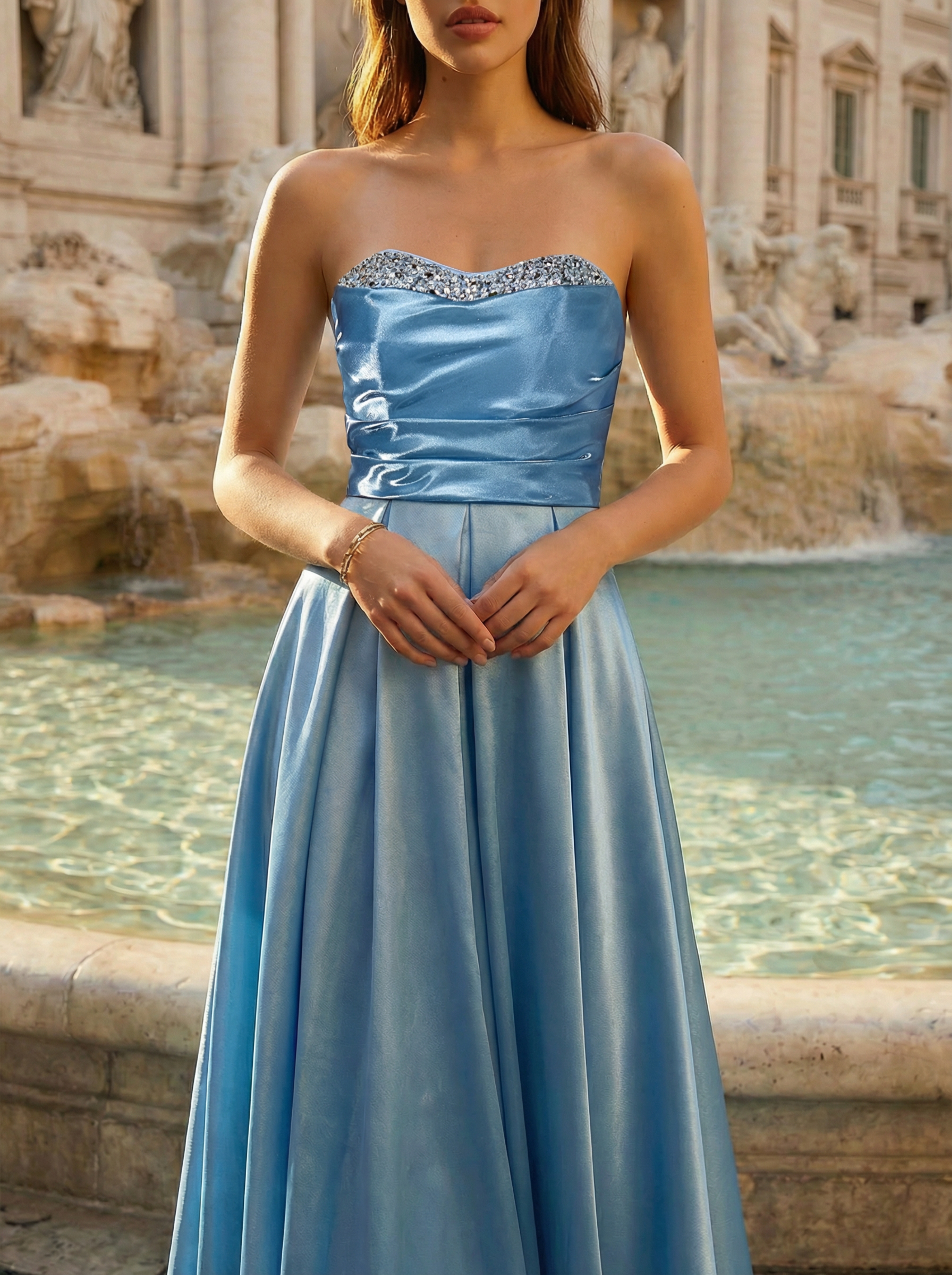 Royal Blue Beaded Spaghetti Strap Mermaid Evening Gown