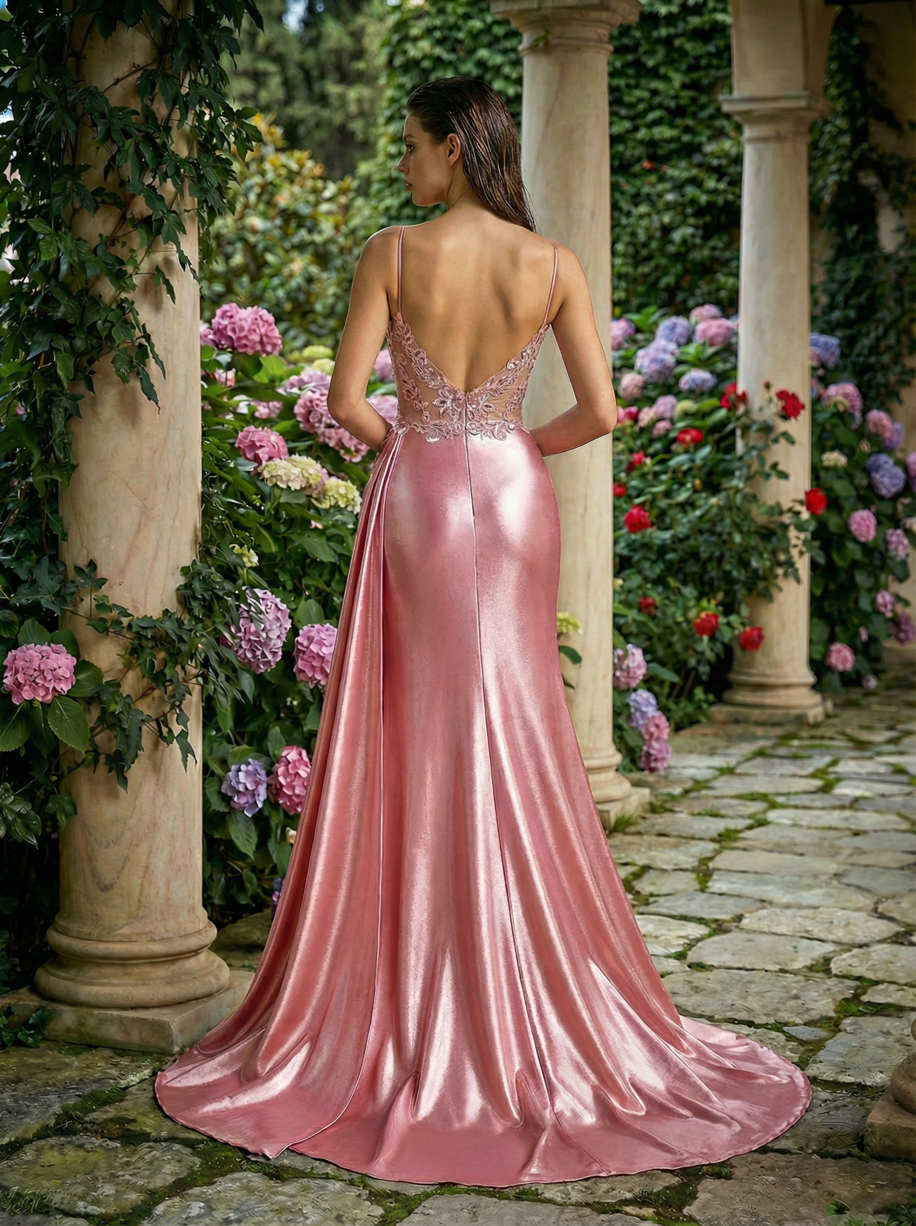 Sexy Lace Spaghetti Strap Sequin Mermaid Dress, Dazzling and Glamorous