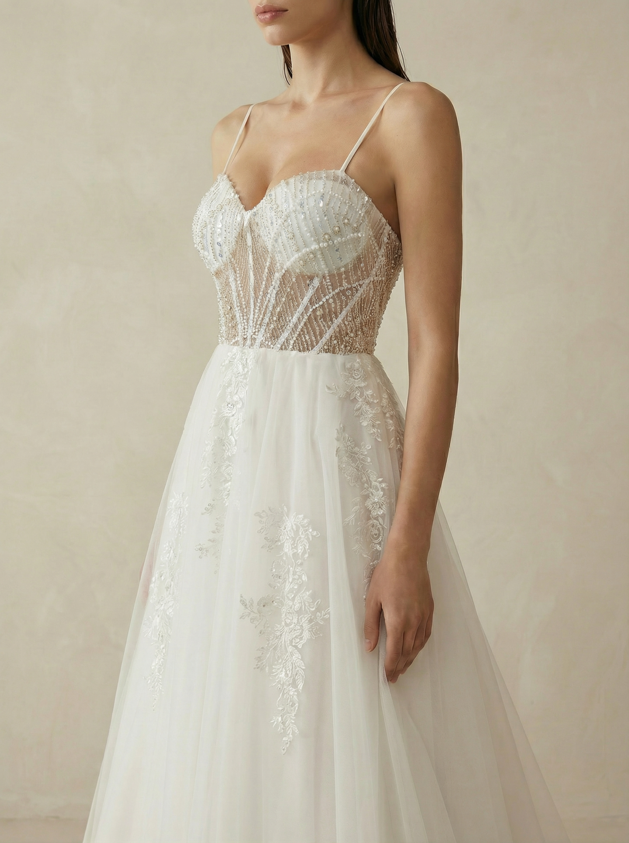Shimmering Beaded Sweetheart Tulle A-Line Wedding Dress