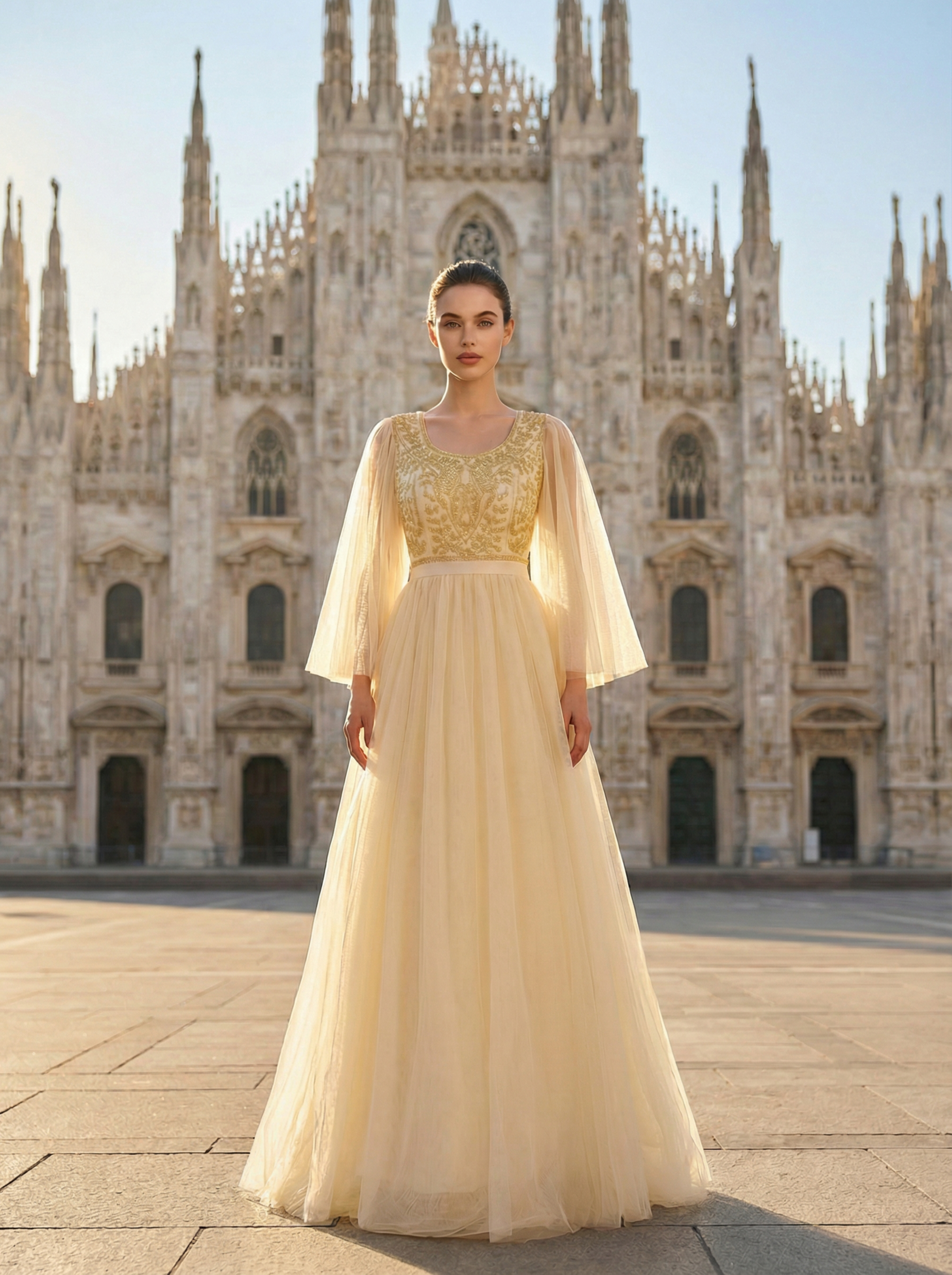 Women's Beaded Swing Dress Elegant Tulle Flowing Evening Dress