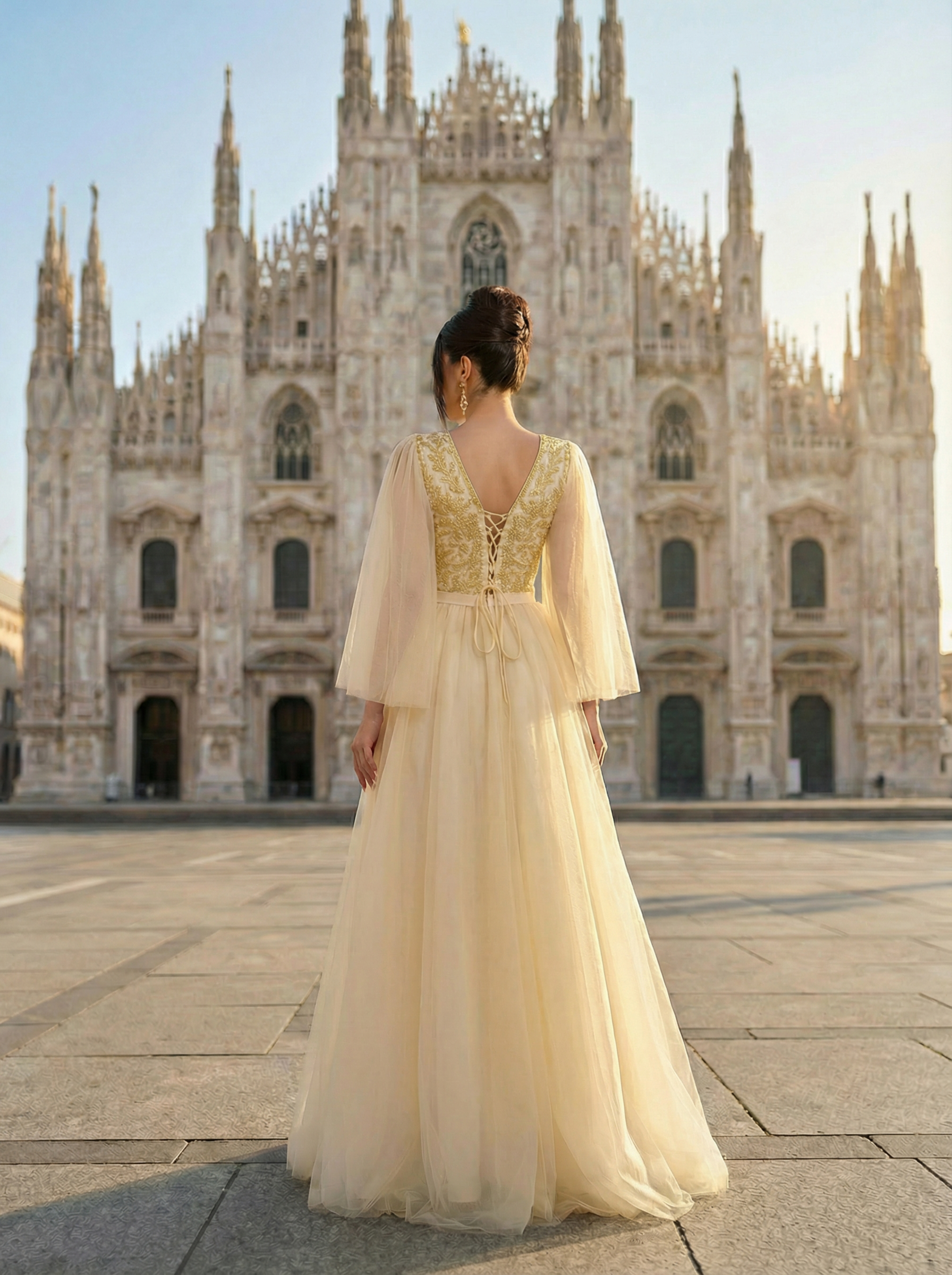 Women's Beaded Swing Dress Elegant Tulle Flowing Evening Dress