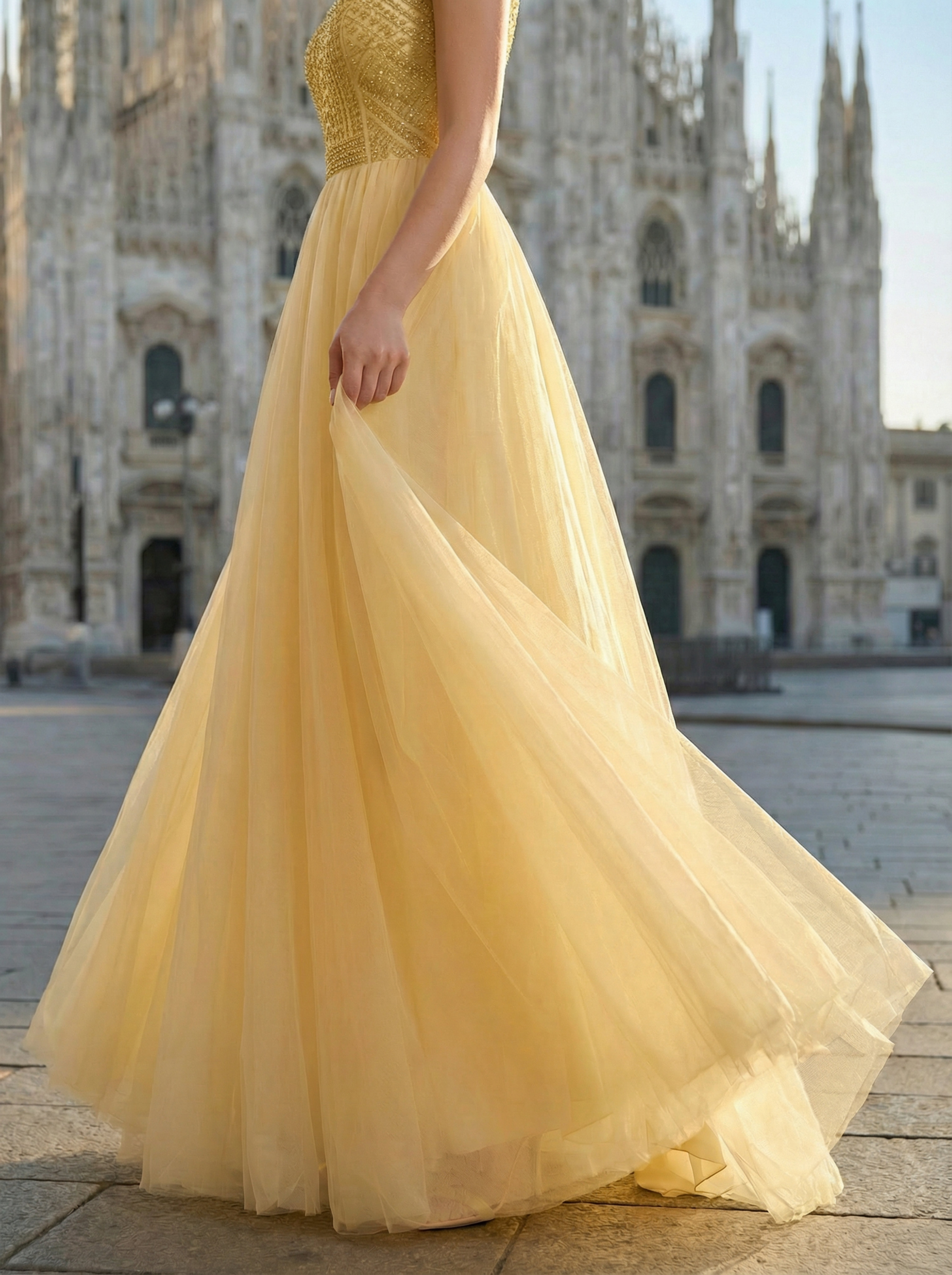 Women's Sequins Sparkling Swing Dress Elegant V-neck Tulle Flutter Evening Dress