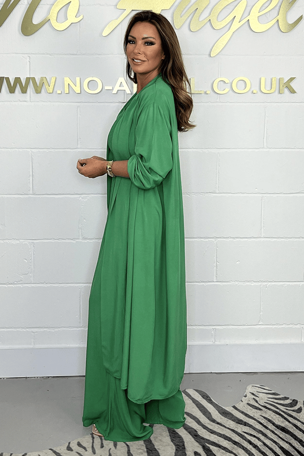 Women’s Halter Neck Wide Leg Lounge Set with Long Cardigan