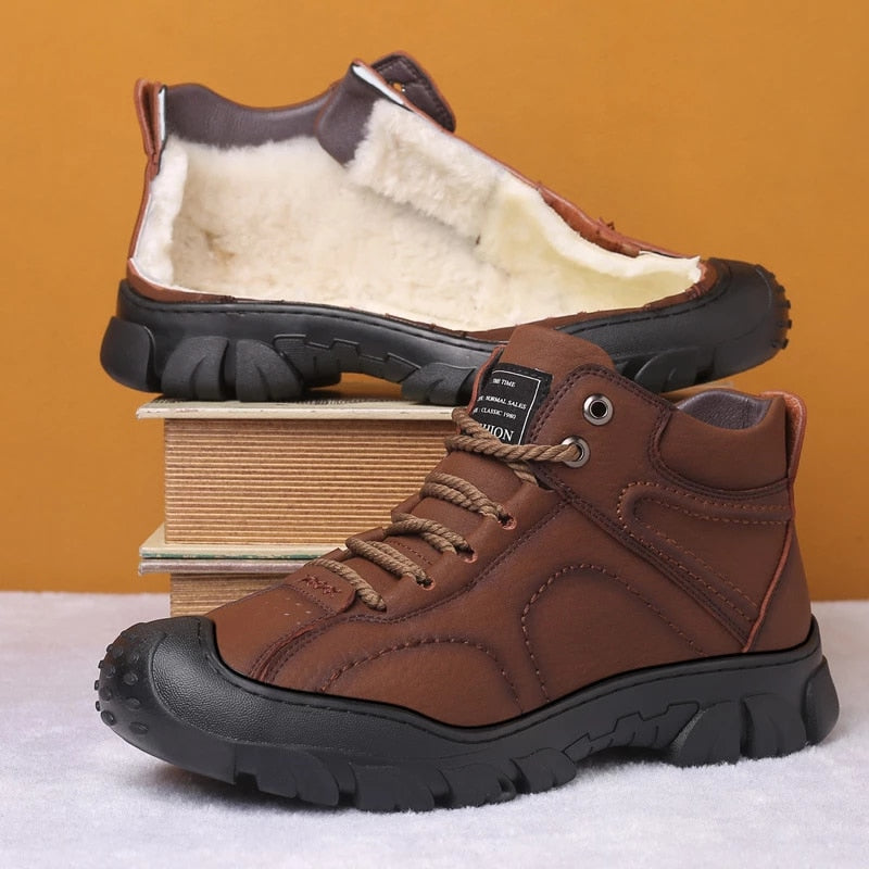 Men Orthopedic Snow Boots Plush Outdoor Ankle Winter Shoes
