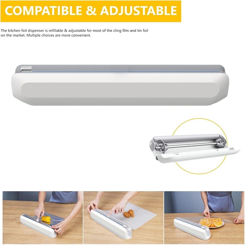Aluminum Foil & Plastic Wrap Dispenser with Cutter