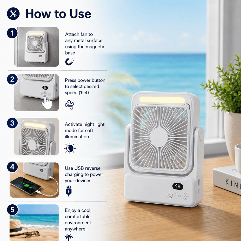 💫Magnetic Cruise Approved Fan with Night Light