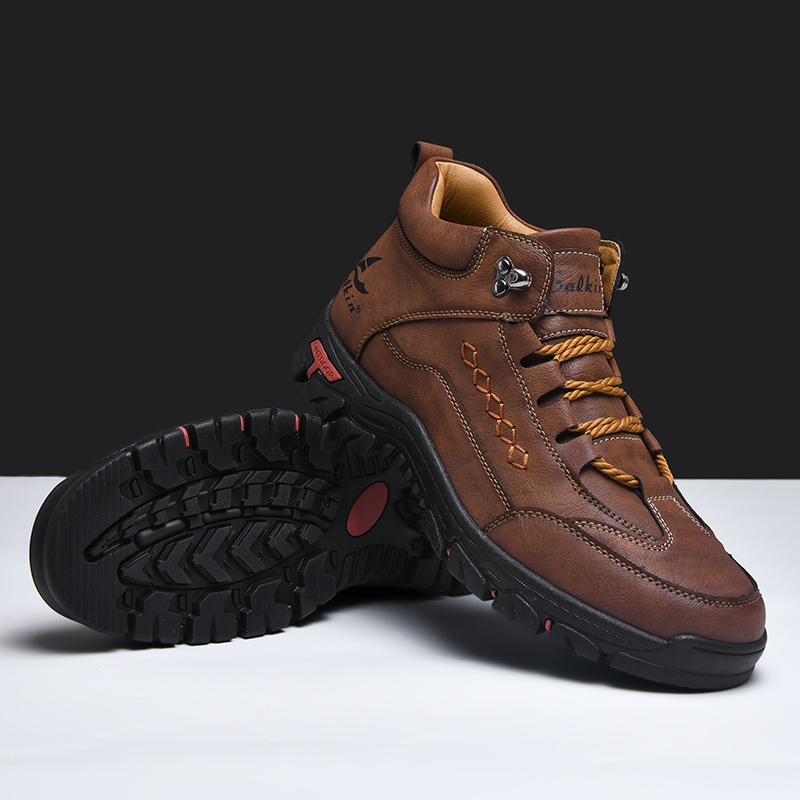 TEORLAND: Men’s Waterproof Outdoor Work Shoes with Anti-Collision Toe, Goodyear Welt, and Stain-Resistant Leather