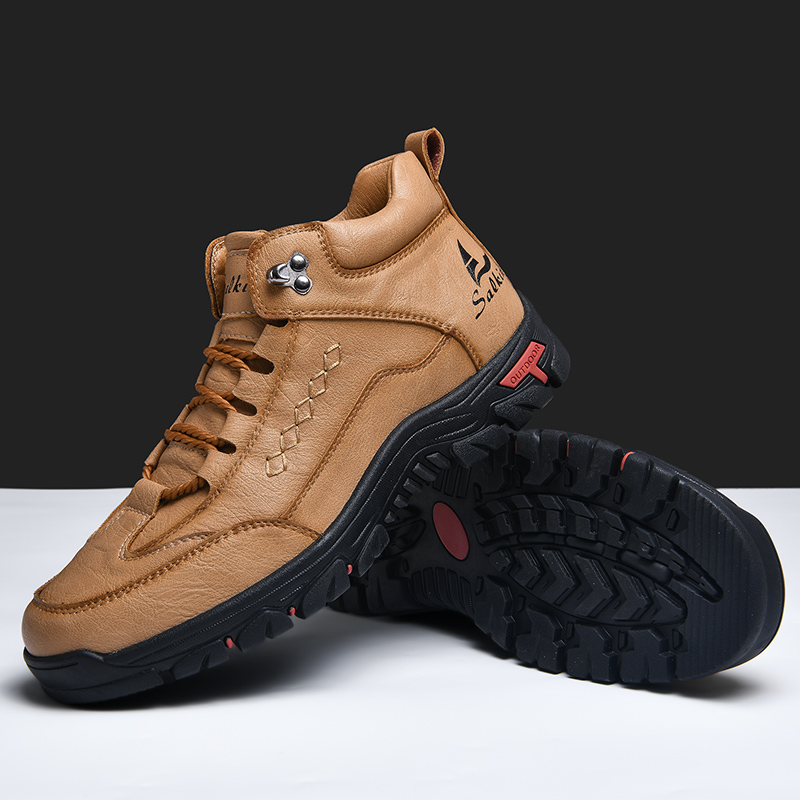 TEORLAND: Men’s Waterproof Outdoor Work Shoes with Anti-Collision Toe, Goodyear Welt, and Stain-Resistant Leather