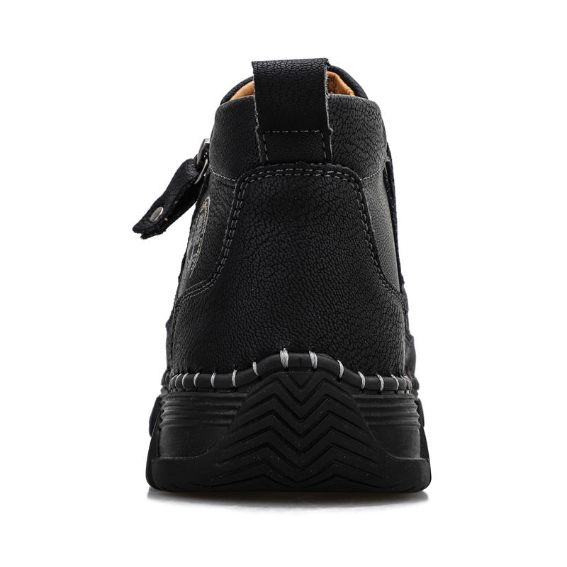 Men's Hand Stitching Leather Slip On Ankle Boots Side Zipper Casual Comfort Moccasin Chukka Boots Outdoor Walking Loafers for Working Driving Hiking