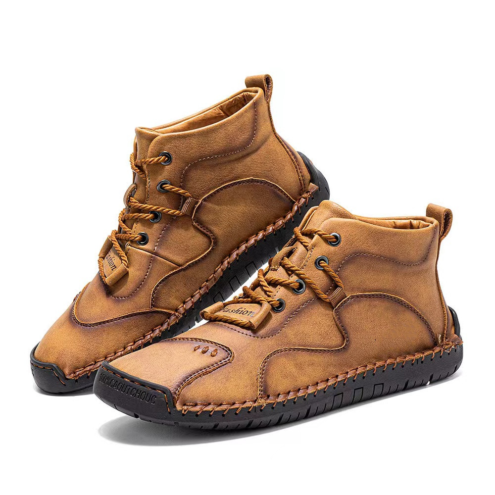 Mens Casual Shoes Summer Breathable Sneakers Loafers Walking Shoes Hand Made Lace-Up Leather Dress Flats Shoes for Driving Business Working Office