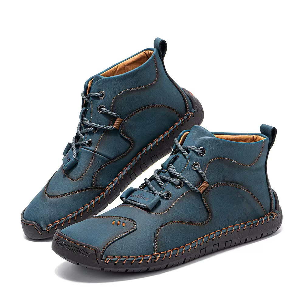Mens Casual Shoes Summer Breathable Sneakers Loafers Walking Shoes Hand Made Lace-Up Leather Dress Flats Shoes for Driving Business Working Office