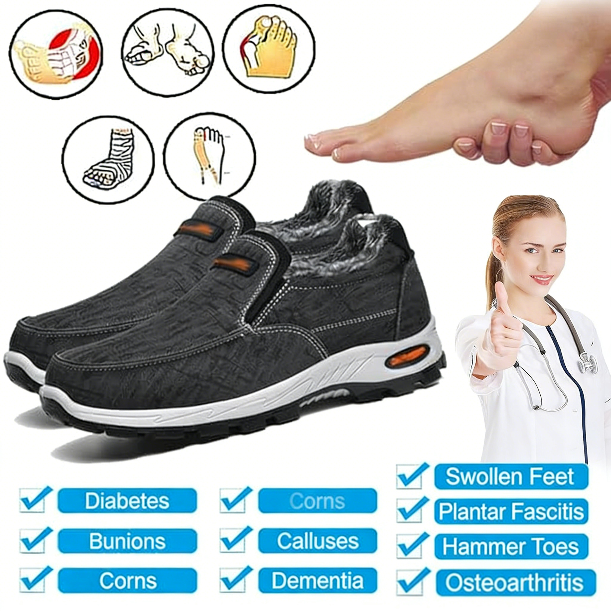Men’s Comfortable Height-Increasing Orthopedic Walking Shoes, Lightweight and Breathable