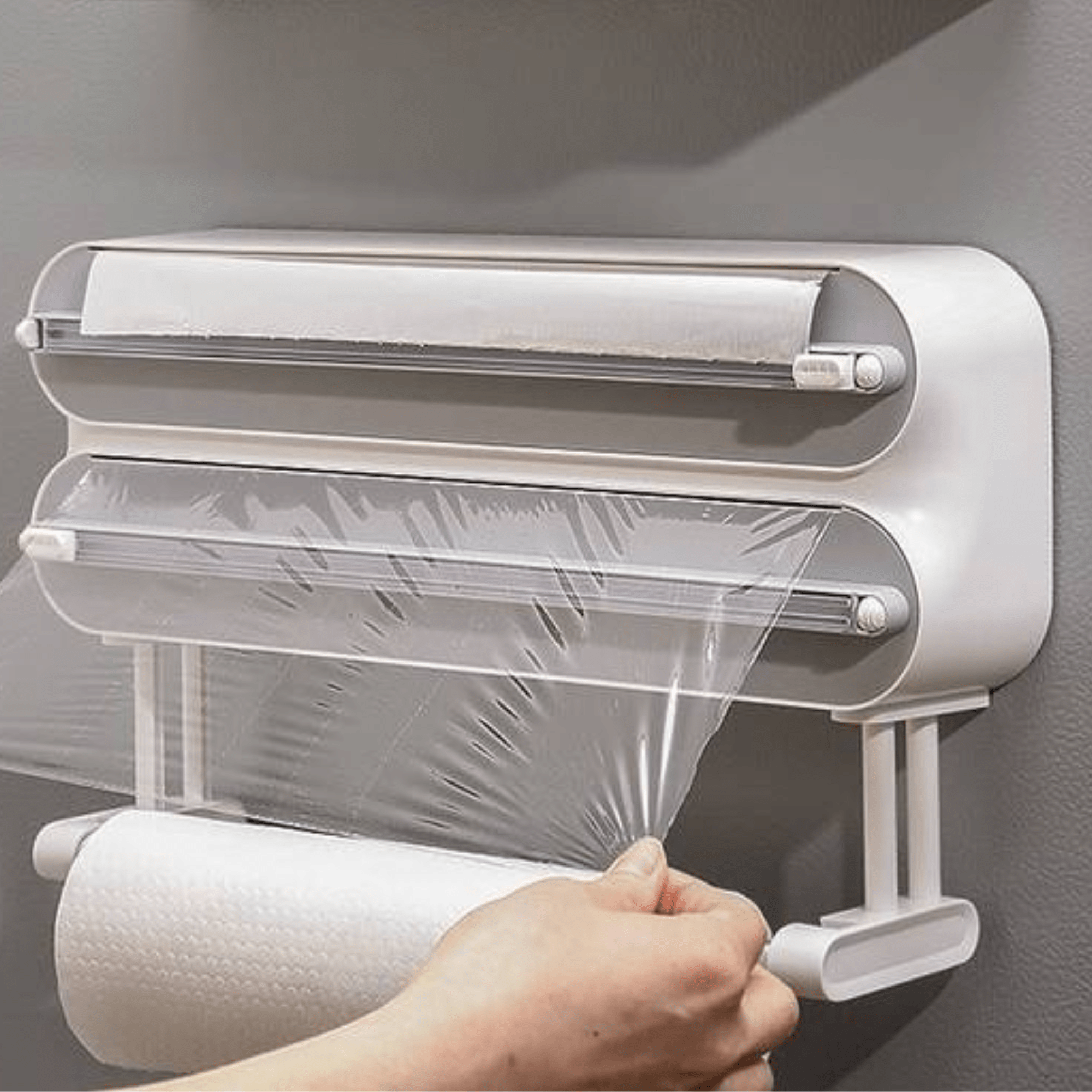 Multi-Functional 3-in-1 Kitchen Wrap Dispenser with Cutter