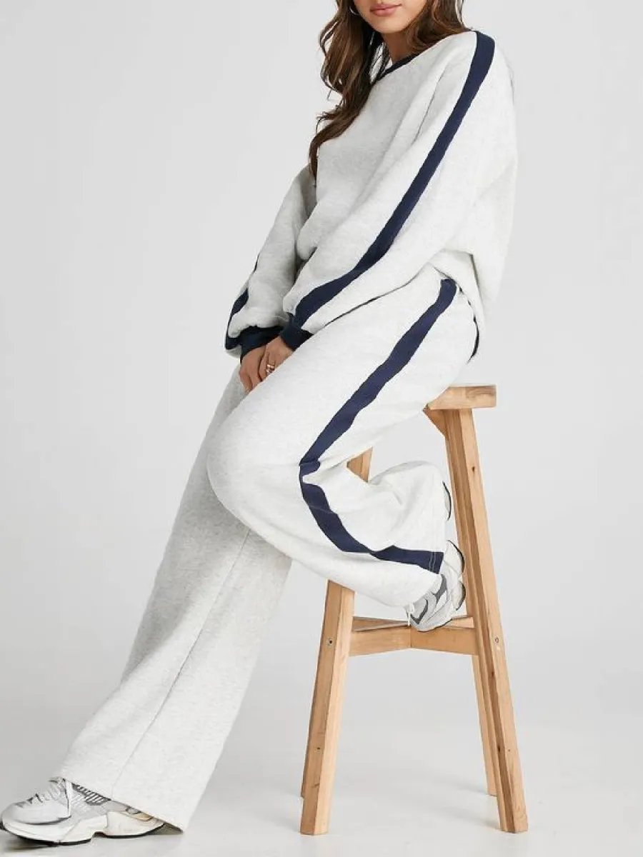 Women's Fleece Loose Fit Cozy Sweatshirt & Straight Leg Sweatpants Matching Sets
