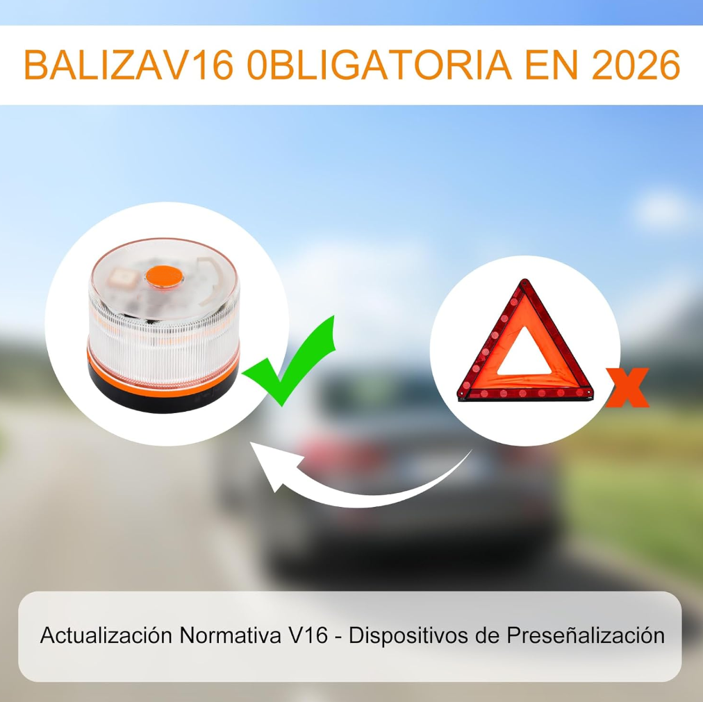🎄Venta de Navidad🎄Luz de Emergencia V16 DGT 3.0 – Aprobada 2026, Magnética IP54 – Cumple con la Normativa 2026