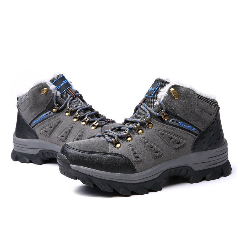 Men’s Warm-Lined Wide Fit Hiking Shoes – Waterproof, Non-Slip & Cushioned Arch Support for Winter Comfort