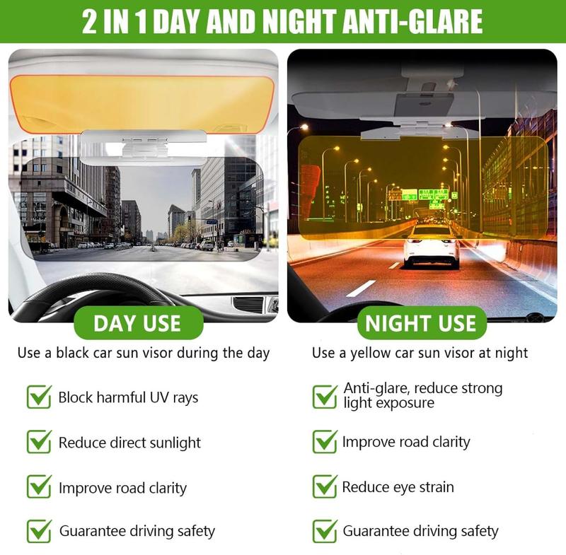Car Visor,2 in 1 Automobile Sun Anti-UV Block Visor,  Day and Night Anti-Glare Visor, Non Glare Anti-Dazzle Sunshade Mirror Goggles Shield for Driving Goggles