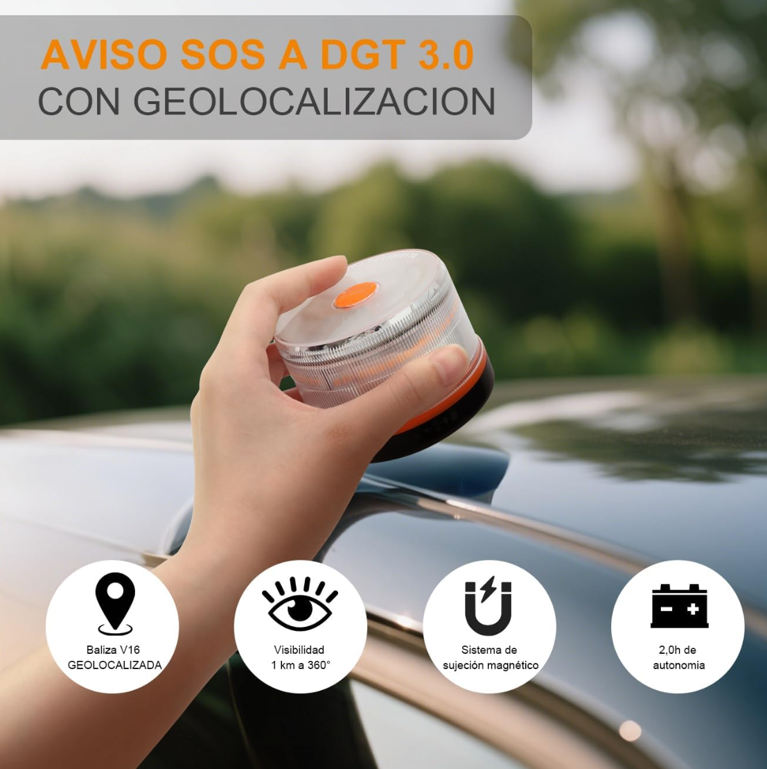 🎄Venta de Navidad🎄Luz de Emergencia V16 DGT 3.0 – Aprobada 2026, Magnética IP54 – Cumple con la Normativa 2026