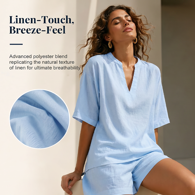 Women's Casual V-Neck Two-Piece Short Set