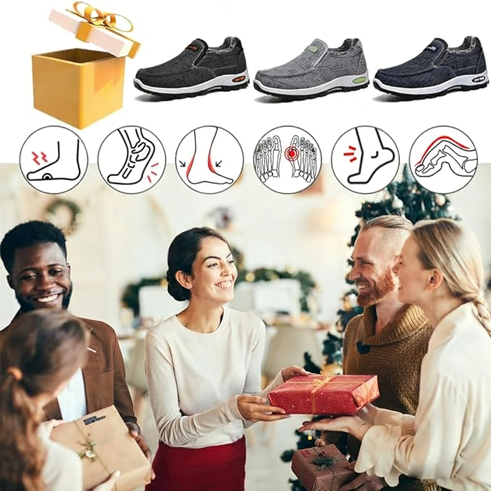 Men’s Comfortable Height-Increasing Orthopedic Walking Shoes, Lightweight and Breathable