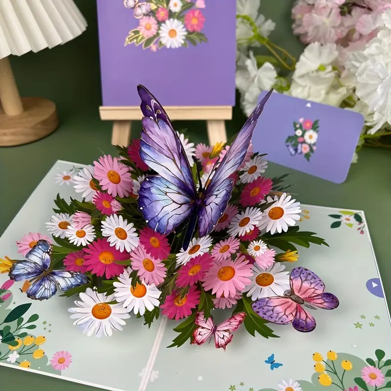 1pc vibrant 3d up greeting card with colorful butterflies daisies birthdays teacher appreciation thanksgiving anniversaries weddings mothers day unique celebration tool for everyone 2