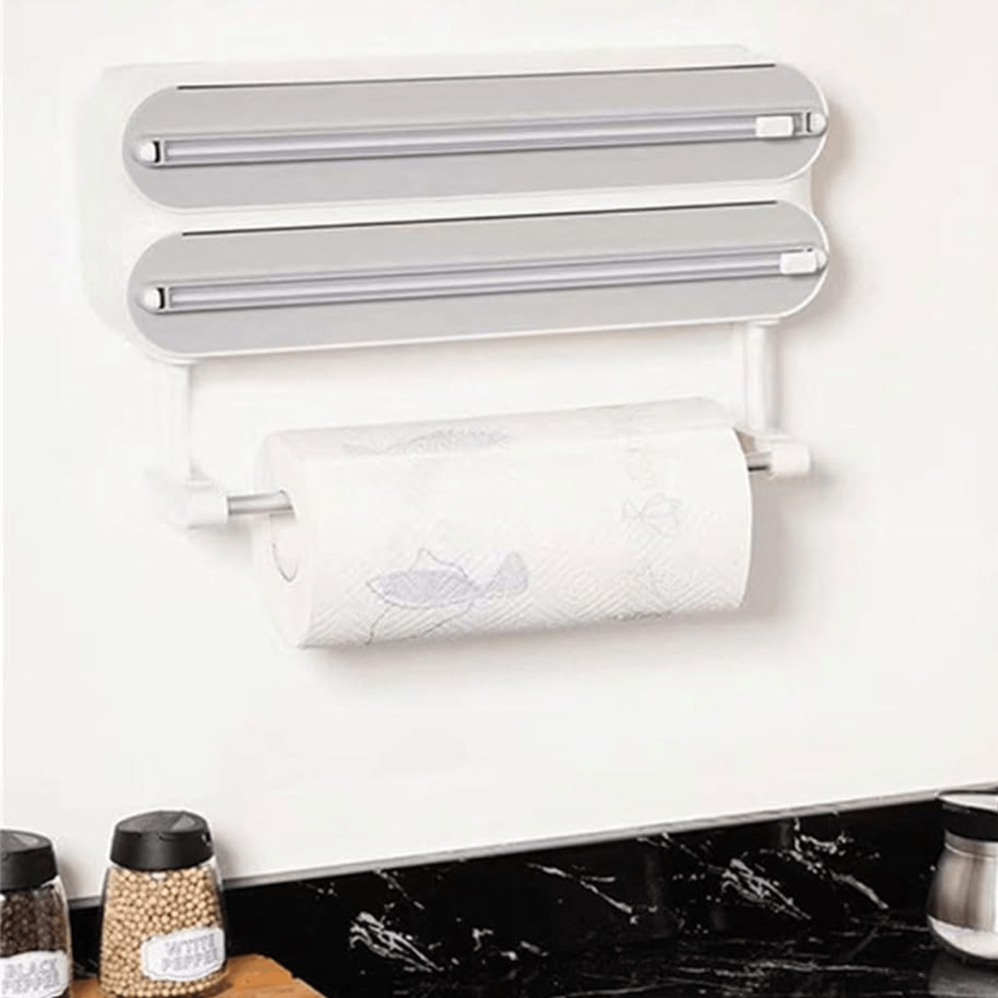 Multi-Functional 3-in-1 Kitchen Wrap Dispenser with Cutter