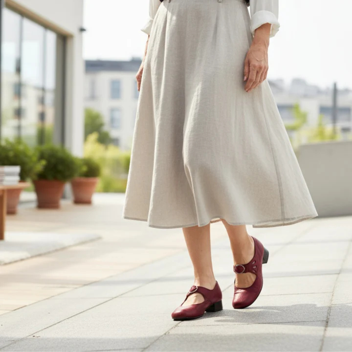 Retro French Low-heeled Buckled Pumps