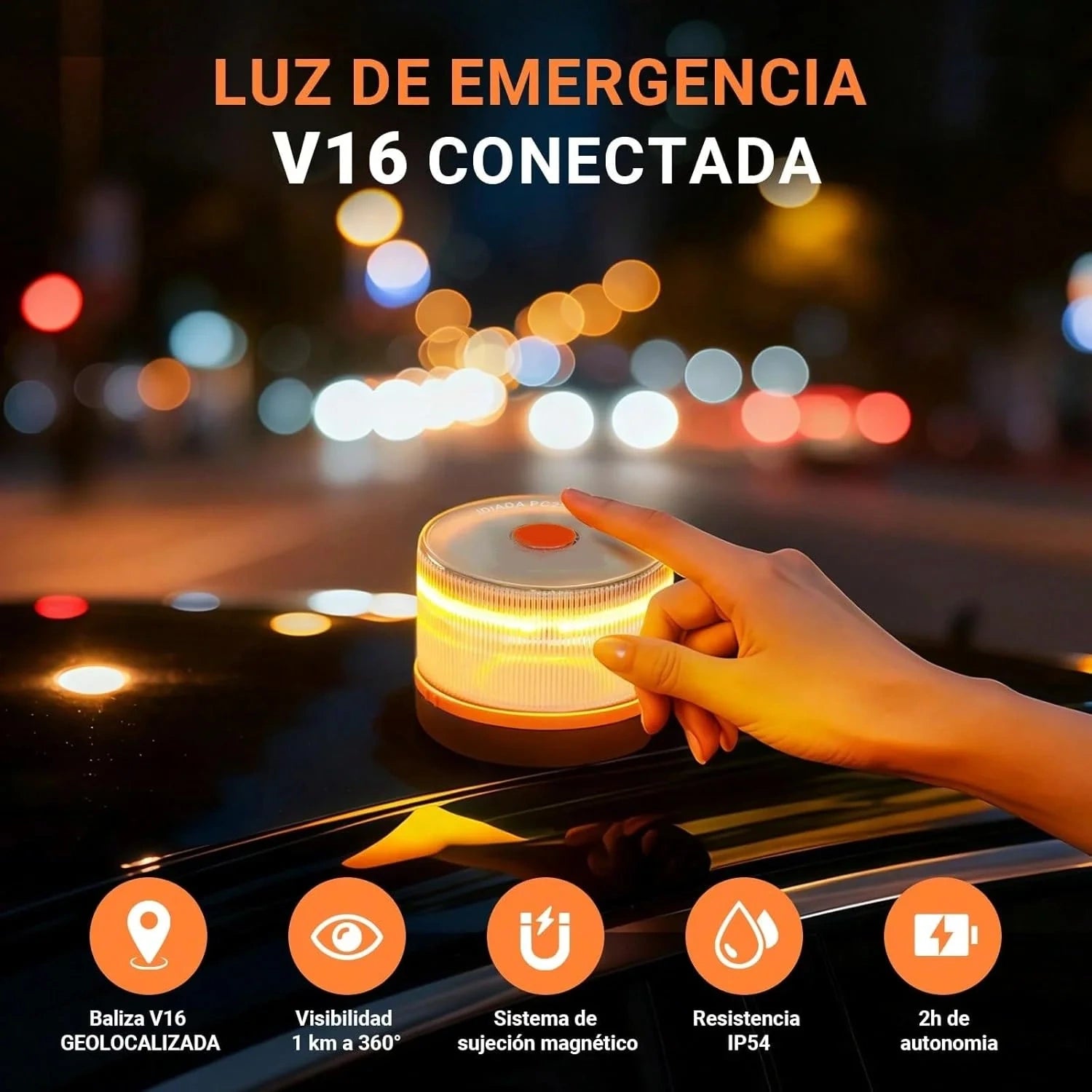 🎄Venta de Navidad🎄Luz de Emergencia V16 DGT 3.0 – Aprobada 2026, Magnética IP54 – Cumple con la Normativa 2026
