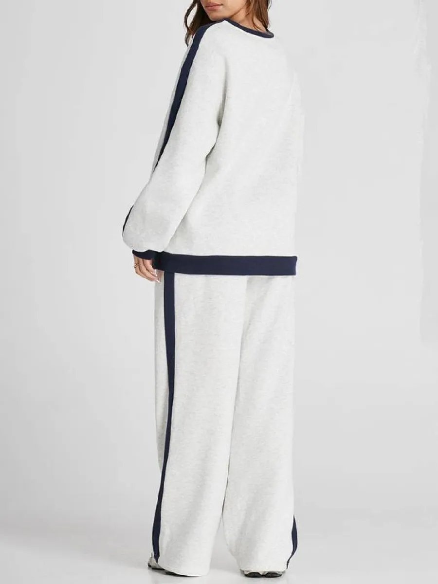 Women's Fleece Loose Fit Cozy Sweatshirt & Straight Leg Sweatpants Matching Sets