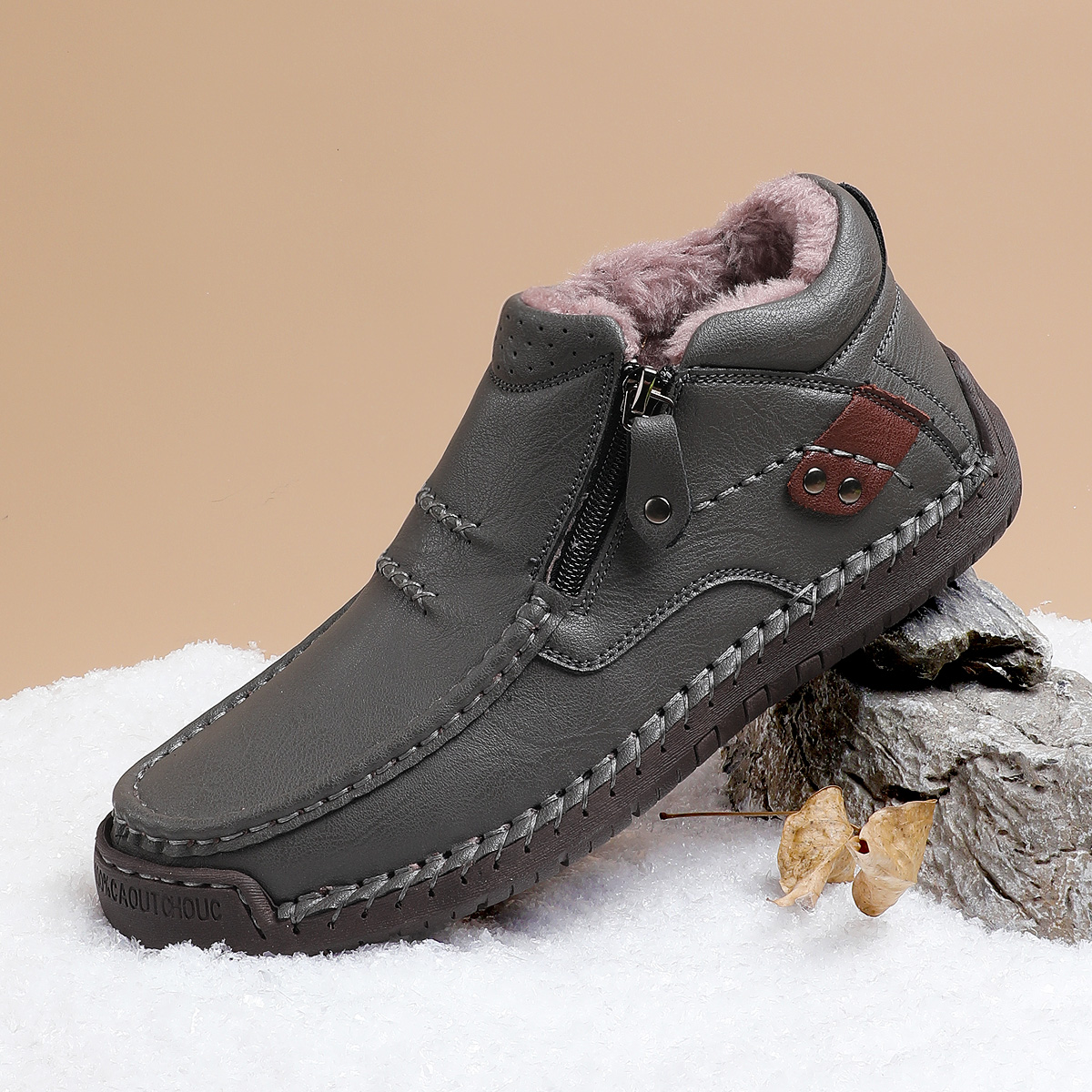 ⏰Limited Time Sale 70% OFF-Men’s Handmade Premium Leather Slip-On Driving Boots – Wide Toe, Arch Support, Waterproof, Pressure Relief, Non-Slip Sole&Warmth for Casual, Travel & Outdoor