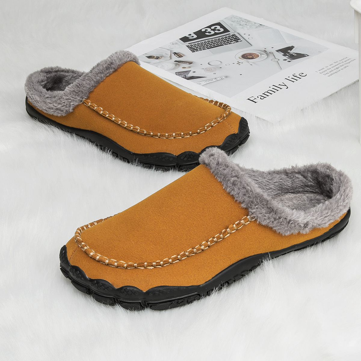 MEN'S COMFORTABLE LINED FLEECE ARCH SUPPORT SHOES