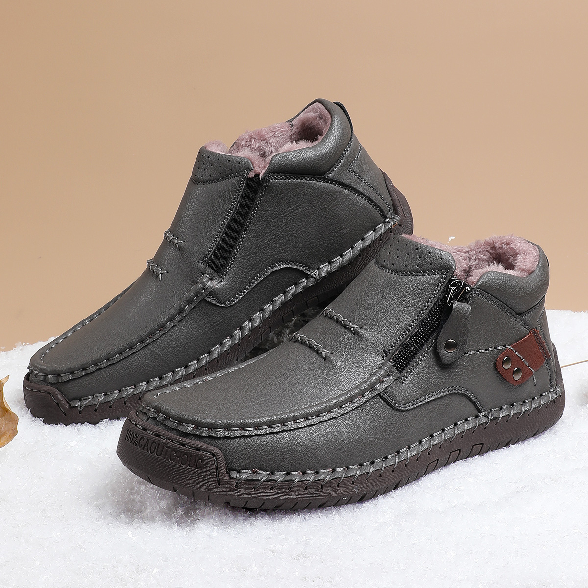 ⏰Limited Time Sale 70% OFF-Men’s Handmade Premium Leather Slip-On Driving Boots – Wide Toe, Arch Support, Waterproof, Pressure Relief, Non-Slip Sole&Warmth for Casual, Travel & Outdoor