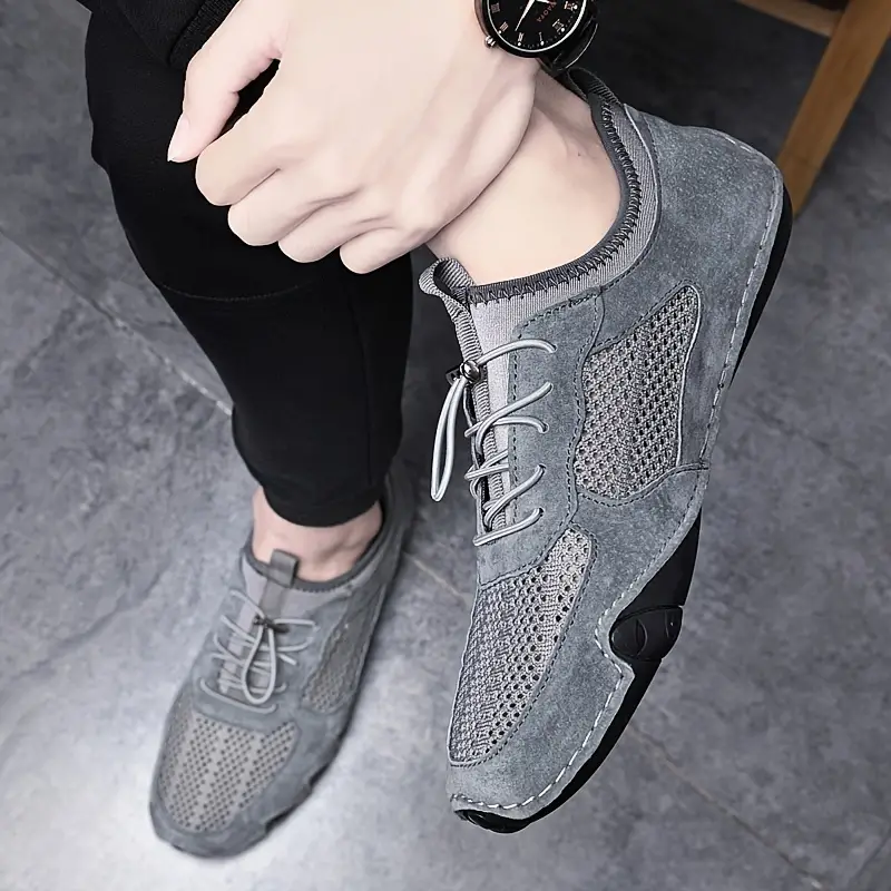 Men's Leather Breathable Mesh Sneakers