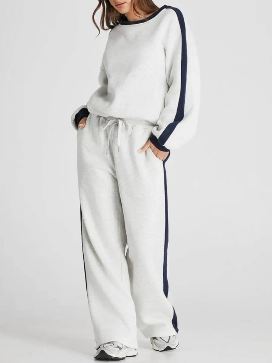 Women's Fleece Loose Fit Cozy Sweatshirt & Straight Leg Sweatpants Matching Sets