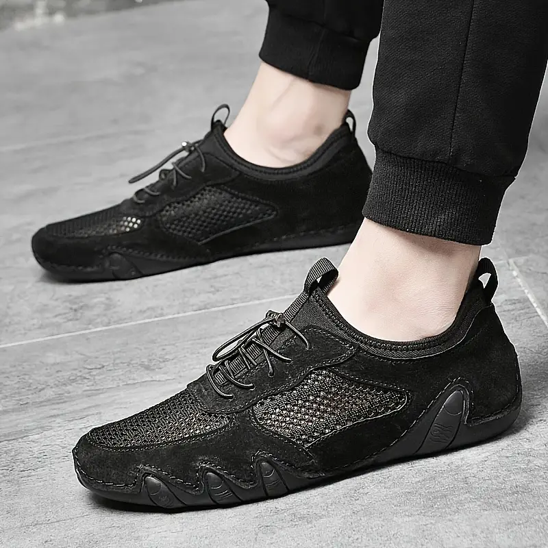 Men's Leather Breathable Mesh Sneakers