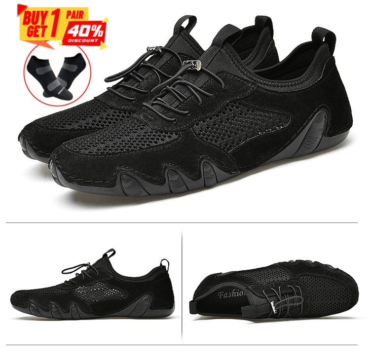 Men's Leather Breathable Mesh Sneakers