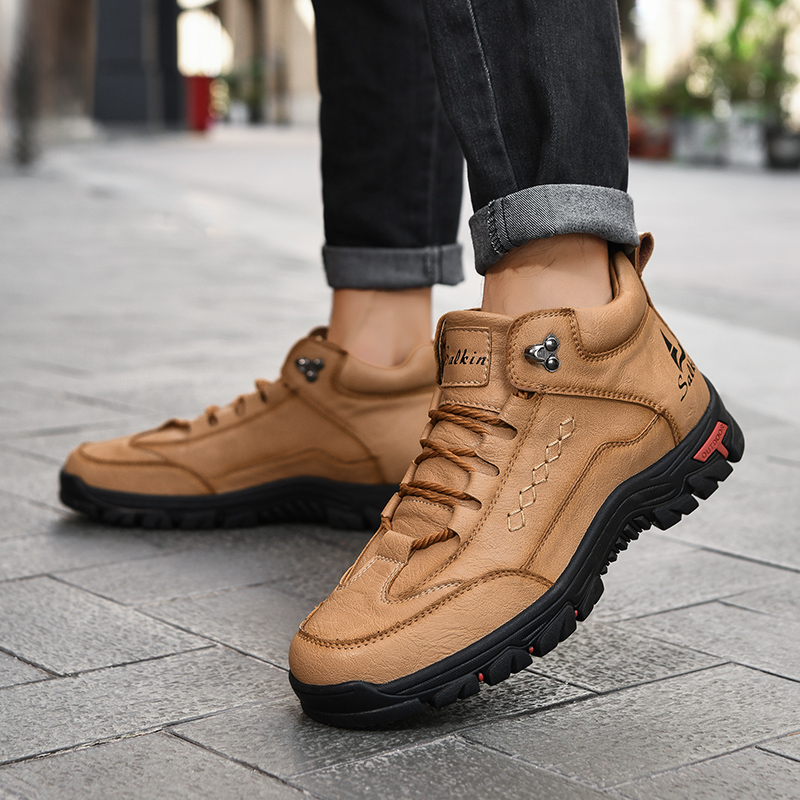 TEORLAND: Men’s Waterproof Outdoor Work Shoes with Anti-Collision Toe, Goodyear Welt, and Stain-Resistant Leather