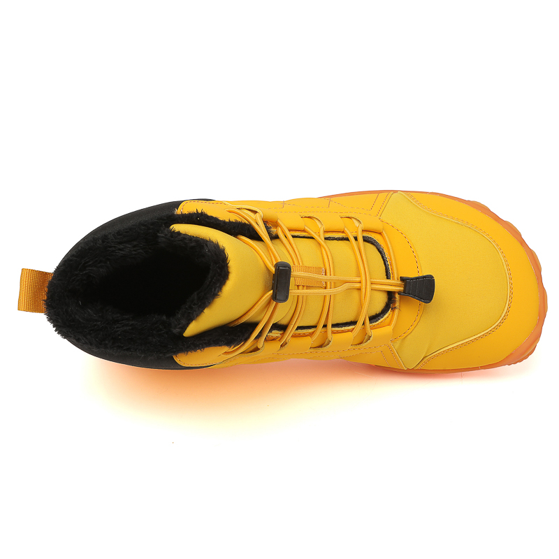 Men's Elastic-Lace Winter Barefoot Shoes – Extra Wide Toe Box, Warm Fleece Lining, Orthopedic Support, Waterproof & Lightweight, Anti-Slip Sole