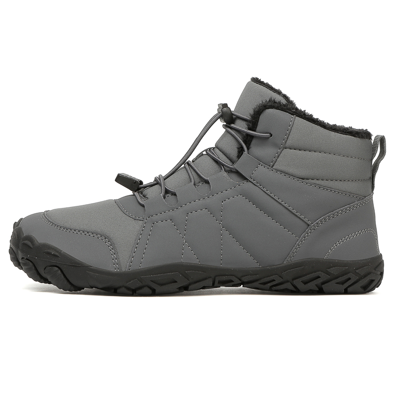 Men's Elastic-Lace Winter Barefoot Shoes – Extra Wide Toe Box, Warm Fleece Lining, Orthopedic Support, Waterproof & Lightweight, Anti-Slip Sole