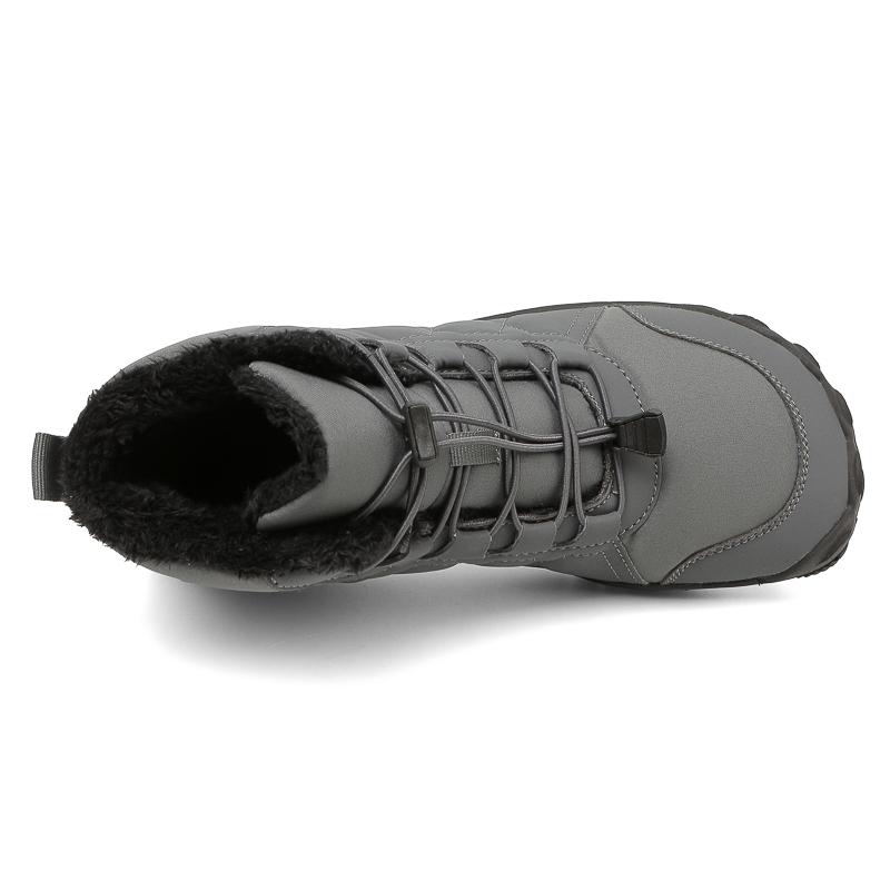 Men's Elastic-Lace Winter Barefoot Shoes – Extra Wide Toe Box, Warm Fleece Lining, Orthopedic Support, Waterproof & Lightweight, Anti-Slip Sole