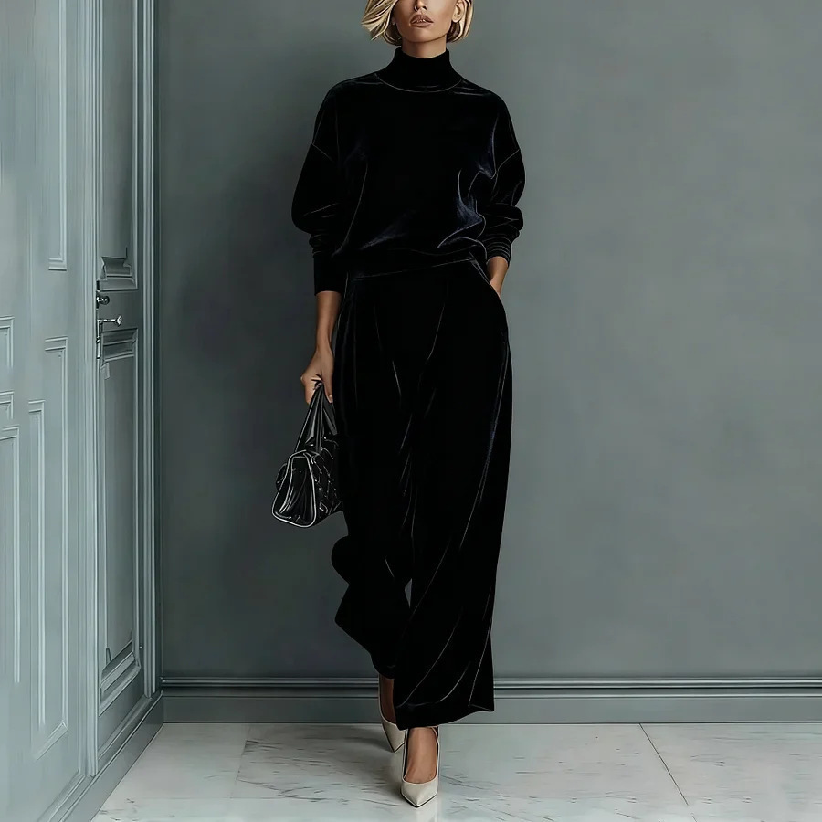 📢📢50% OFF NOW! ⏳Women’s Casual Warm Top & Wide Leg Pants 2-Piece Set