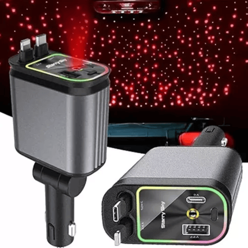 120W 4-in-1 Car Phone Charger with Starlight