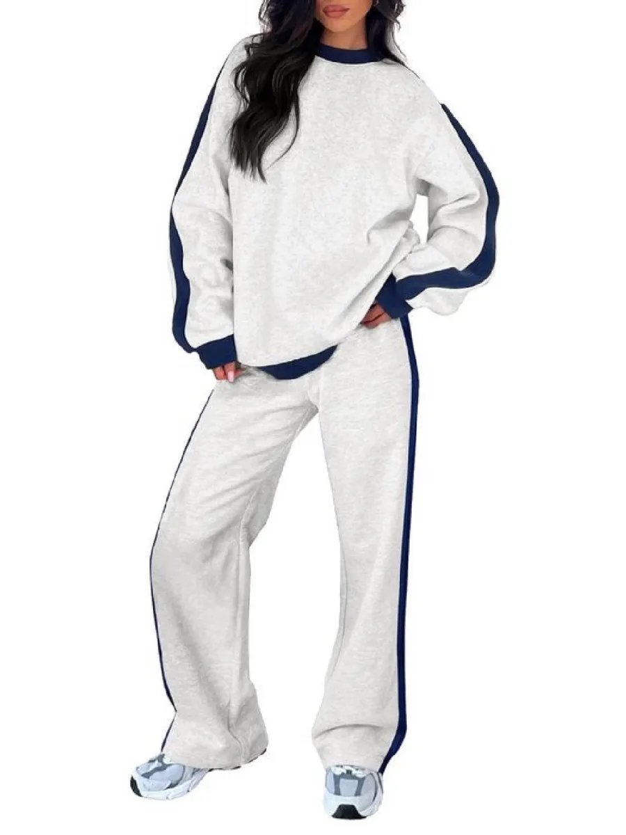 Women's Fleece Loose Fit Cozy Sweatshirt & Straight Leg Sweatpants Matching Sets