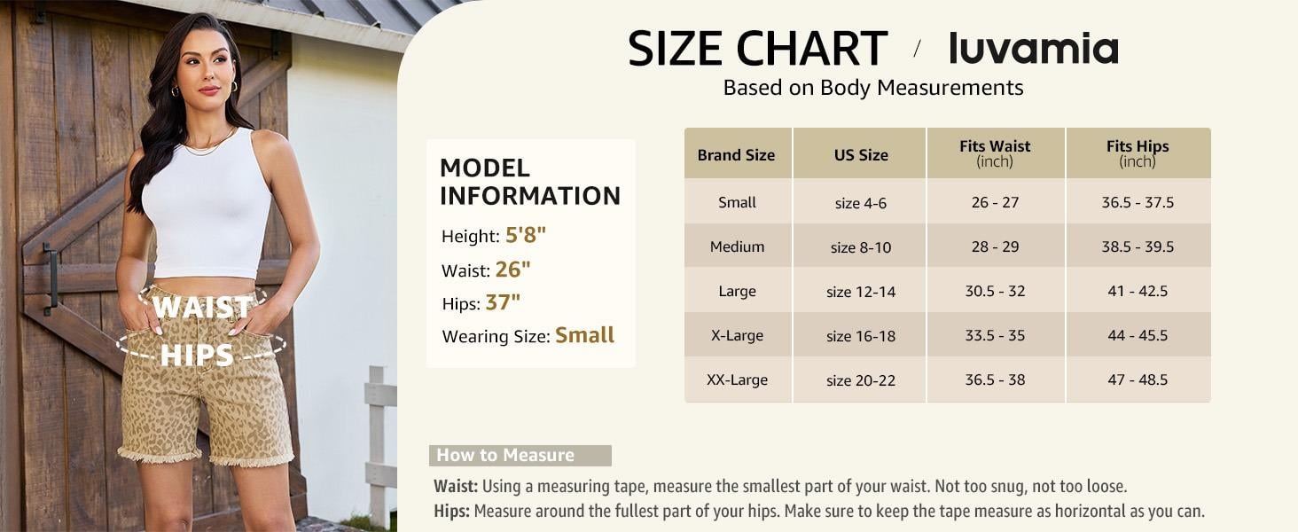 luvamia Jean Shorts for Women Trendy High Rise Mid Thigh Cheetah Leopard Print Raw Hem Stretch Denim Casual Summer Jorts