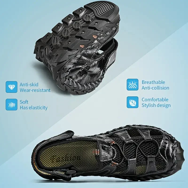 Early Summer Kickoff -50% OFF🎁 Closed-Toe Orthopedic Slip-on Shoes, Outdoor Leather Sandals